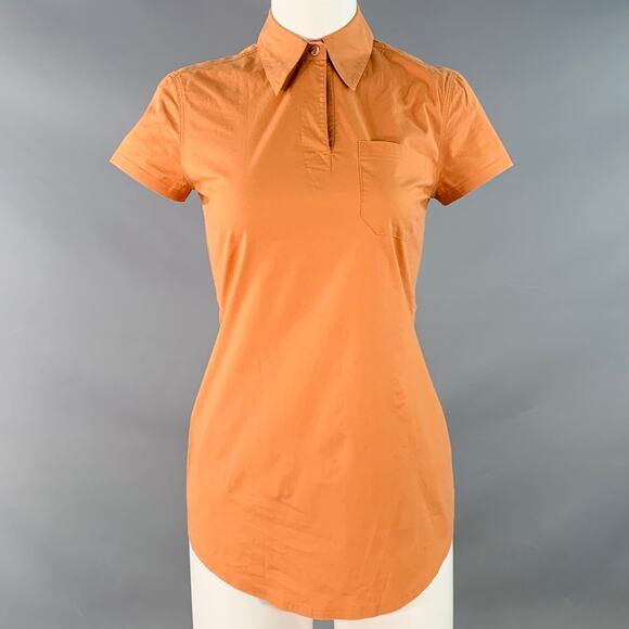 JEAN PAUL GAULTIER Size 8 Orange Cotton Blend Short Sleeve Casual Top - Picture 1 of 7